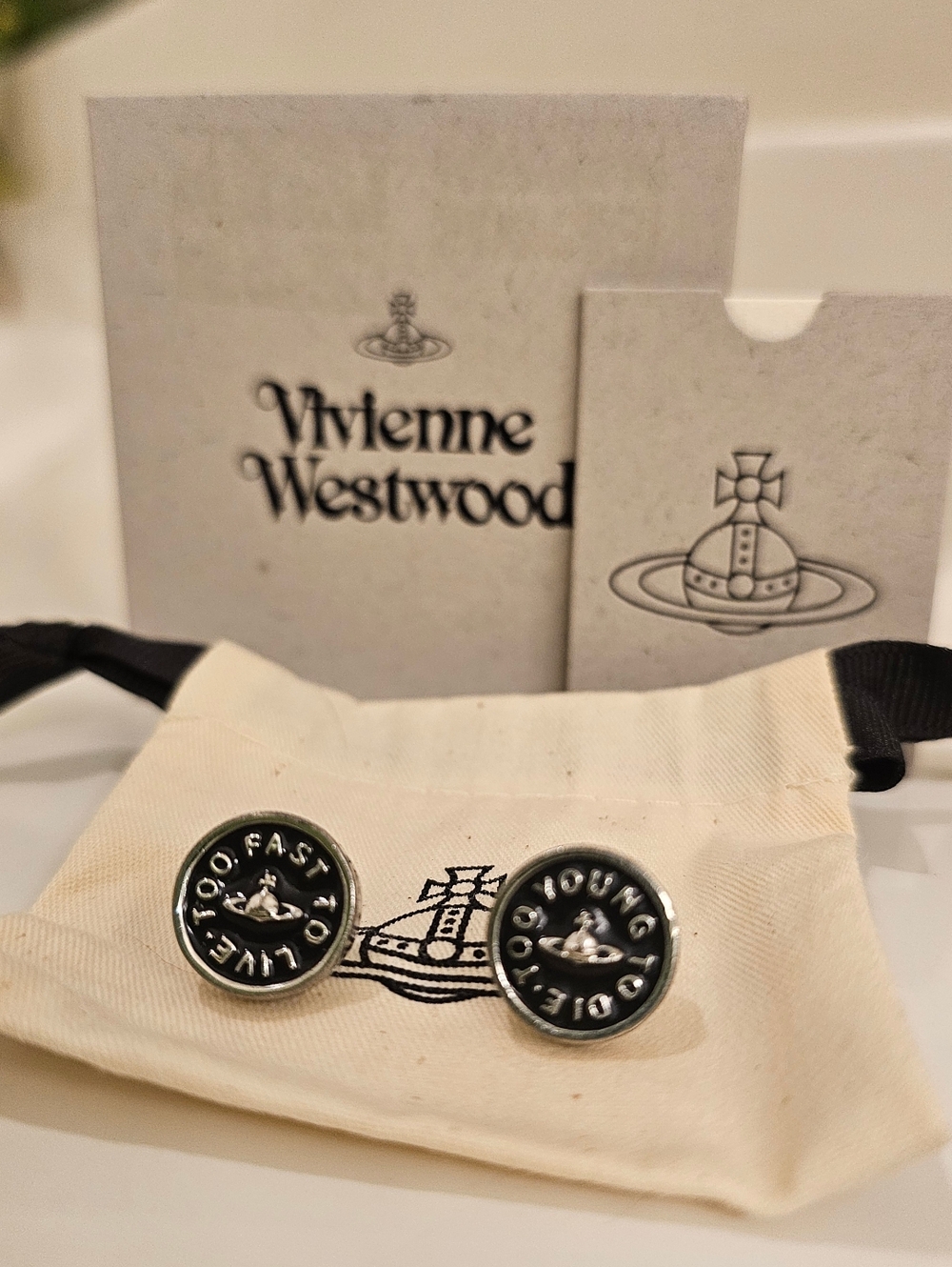 Vivienne Westwood Black Enamel Earrings